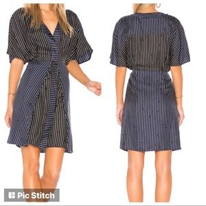 Diane von Furstenberg || V Neck Tie Larson Midnight Dress Silk Medium